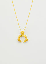 18kt Gold Crescent Moon Pendant on Cord