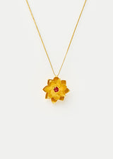 18kt Gold PSTM Myanmar Lotus Pendant with Spinel on Cord