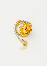 18kt Gold PSTM Myanmar Lotus Pendant with Spinel on Cord