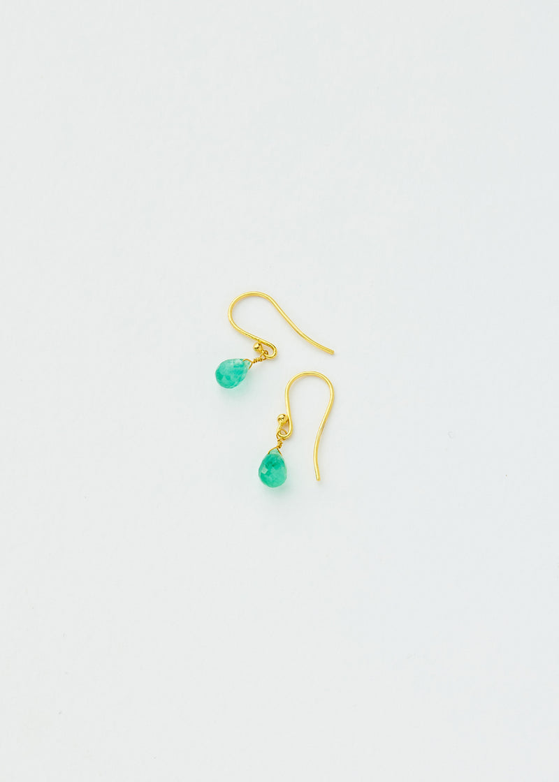 18kt Gold Emerald Small Drop Earrings