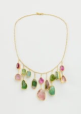 18kt Gold Iris Mixed Tourmaline Fringe Necklace