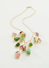 18kt Gold Iris Mixed Tourmaline Fringe Necklace