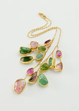 18kt Gold Iris Mixed Tourmaline Fringe Necklace