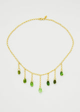 18kt Gold Green Tourmaline Multi Drop Necklace