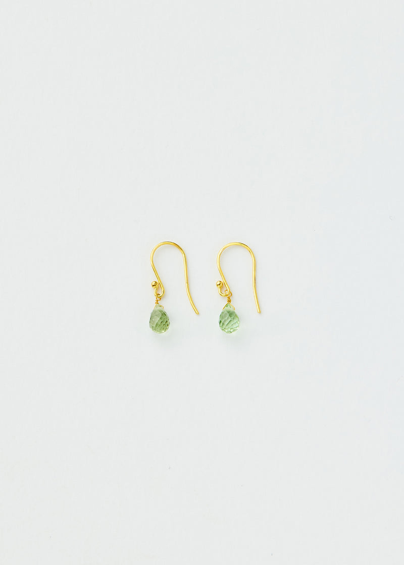 18kt Gold Green Tourmaline Small Drop Earrings