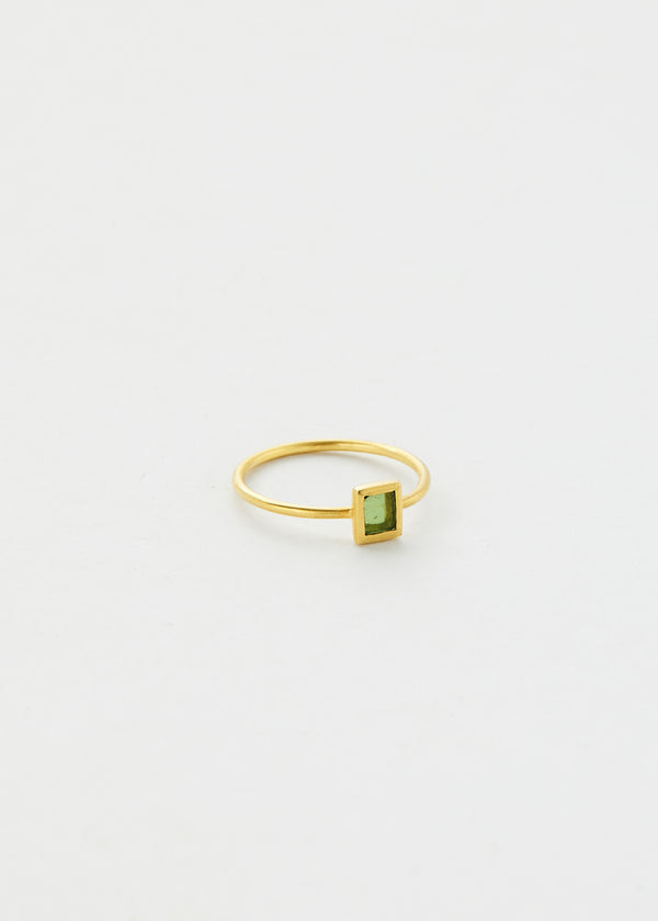 18kt Gold Green Tourmaline Confetti Wire Cup Ring
