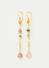 18kt Gold Hanabi Mixed Stones Long Drop Earrings