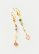 18kt Gold Hanabi Mixed Stones Long Drop Earrings