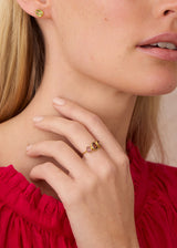 18kt Gold Hanabi Pink Tourmaline Three Stone Ring