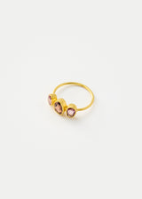 18kt Gold Hanabi Pink Tourmaline Three Stone Ring