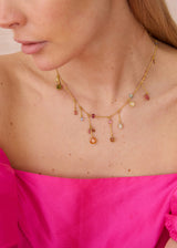 18kt Gold Hanabi Mixed Stones Fringe Neckl18kt Gold Hanabi Mixed Stones Fringe Necklaceace