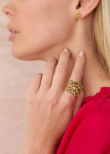 18kt Gold Hanabi Green Tourmaline Grid Ring