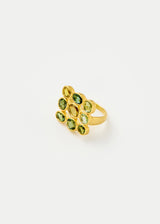 18kt Gold Hanabi Green Tourmaline Grid Ring