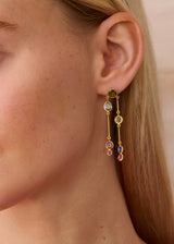 18kt Gold Hanabi Mixed Stones Stick Earrings