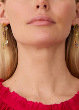 18kt Gold Hanabi Mixed Stones Stick Earrings