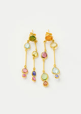 18kt Gold Hanabi Mixed Stones Stick Earrings