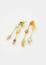18kt Gold Hanabi Mixed Stones Stick Earrings