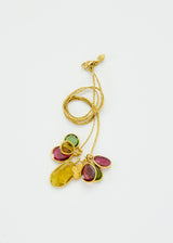 18kt Gold Iris Mixed Tourmaline Cluster & Anemone Amulet on Cord