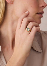 18kt Gold Koh-i-Noor Green Amethyst Greek Ring