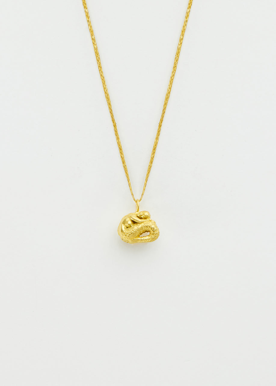 18kt Gold Mermaid Pendant on Cord – Pippa Small