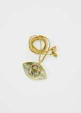18kt Gold Paua Shell Eye Amulet on Cord