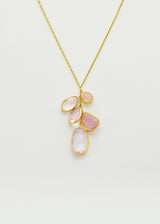 18kt Gold Peony Pink Cluster Drop Necklace
