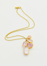 18kt Gold Peony Pink Cluster Drop Necklace
