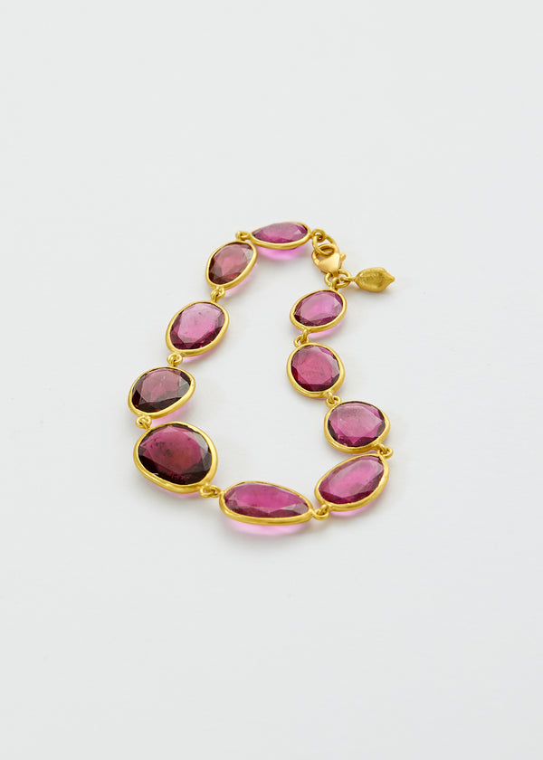 18kt Gold Pink Tourmaline Full Stone Bracelet