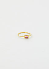 18kt Gold Pink Tourmaline Tiny Rectangular Wire Cup Ring