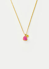 18kt Gold Ruby & Flower Amulets on Cord