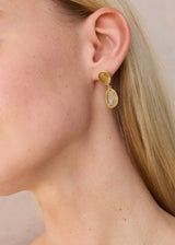 18kt Gold Rutilated Quartz Drop Studs