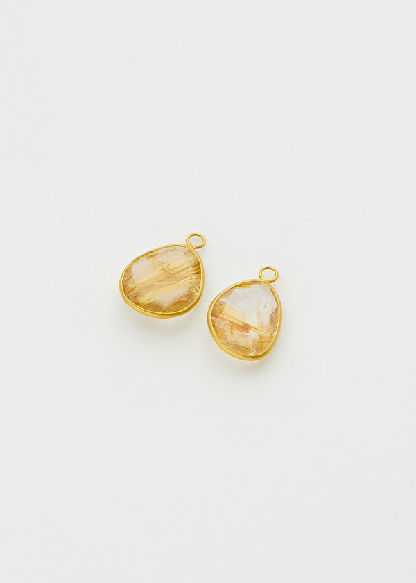 18kt Gold Rutilated Quartz Earring Drops
