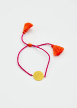 18kt Gold Coin Amulet on Cord Bracelet