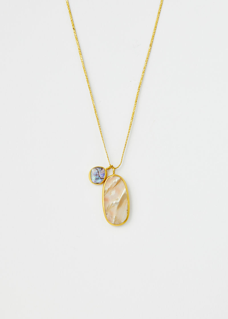 18kt Gold Venus Abalone Shell Amulets on Cord
