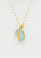 18kt Gold Vermeil Afghanistan Zindagi Now Aquamarine Pendant on Cord