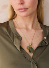 18kt Gold Vermeil Afghanistan Zindagi Now Green Tourmaline Pendant on Cord