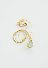 18kt Gold Vermeil Afghanistan Zindagi Now Single Small Aquamarine Pendant on Cord