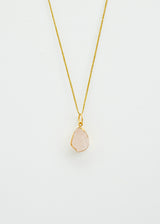 18kt Gold Vermeil Afghanistan Zindagi Now Single Small Rose Quartz Pendant on Cord