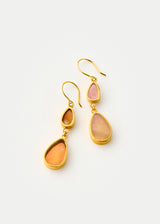 18kt Gold Vermeil PSTM Afghanistan Pink Glass Double Drop Earrings