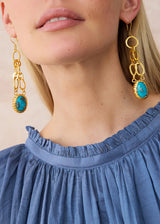 18kt Gold Vermeil PSTM Afghanistan Turquoise Anisa Link Earrings