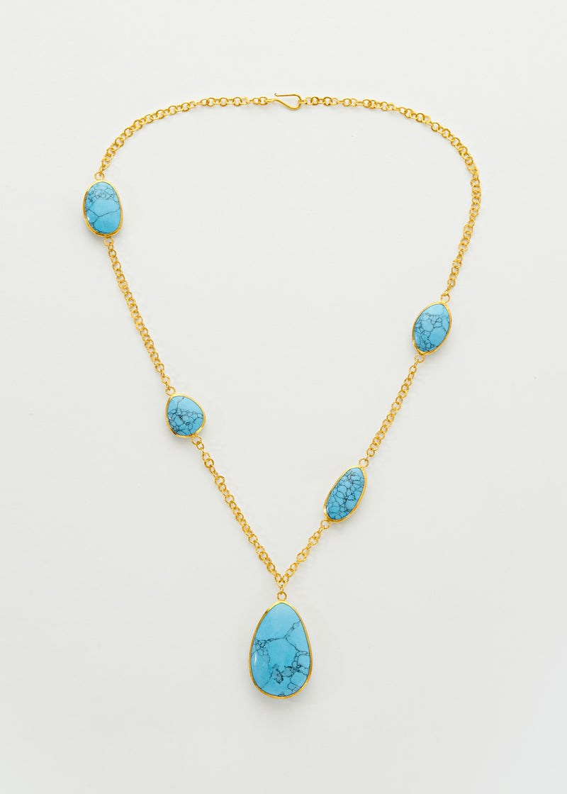 18kt Gold Vermeil PSTM Afghanistan Turquoise Shamshad Necklace