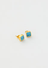18kt Gold Vermeil PSTM Afghanistan Turquoise Square Studs