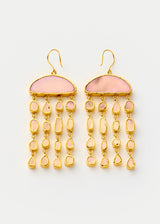 18kt Gold Vermeil PSTM Afghanistan Pink Glass Long Jellyfish Earrings