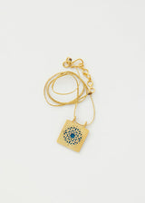 18kt Gold Vermeil PSTM Jordan Sahlan Square Lapis Enamel Pendant on Cord