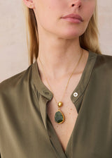 18kt Gold Vermeil Afghanistan Zindagi Now Single Green Tourmaline Pendant & Gold Bead on Cord
