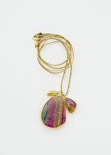 18kt Gold Watermelon Tourmaline Colette Set Amulets on Cord