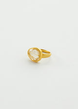 18kt Gold Galaxy Rutilated Quartz Greek Ring