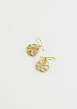 18kt Gold Venus Abalone Shell Single Drop Round Earrings