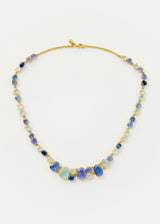 18kt Gold Blue Mixed Stones Full Stone Necklace