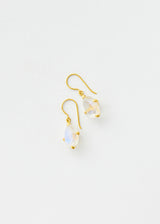 18kt Gold Koh-I-Noor Rainbow Moonstone Claw Set Single Drop Earrings